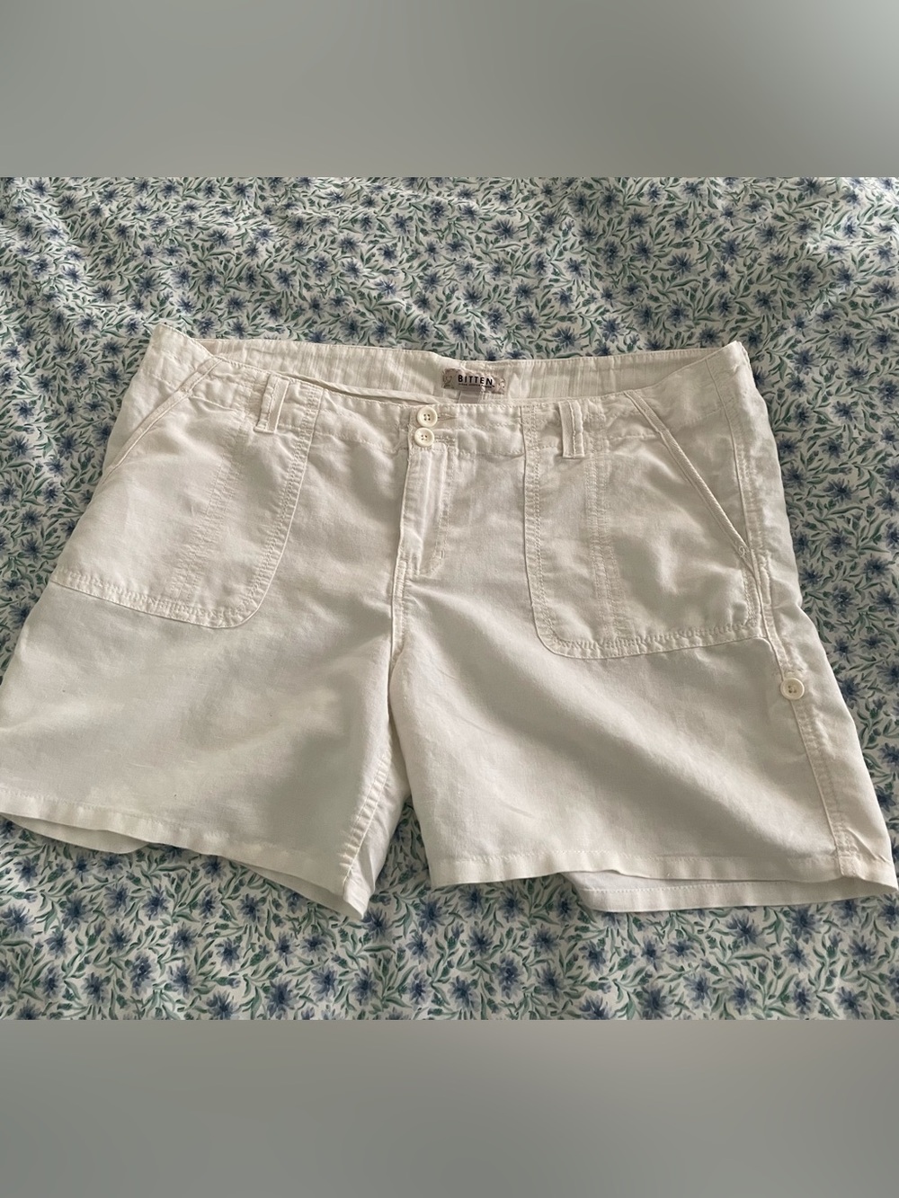 Bitten SJP White Linen Cotton Blend Shorts Size 14